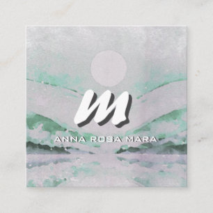 Cartão De Visita Quadrado *~* QR Emerald Abstrato Landscape Nature AP93