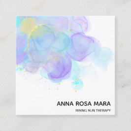 Cartão De Visita Quadrado ** QR etéreo ABSTRATO de logotipo Dourado Glitter 