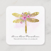 *~* QR LOGO Floral Watercolor Dragonfly DOURADA