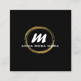 Cartão De Visita Quadrado *~* QR Preto Dourado Branco Dramático Elegante Dra