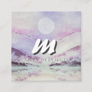 Cartão De Visita Quadrado *~* QR PURPLE Abstrato Landscape Nature AP93