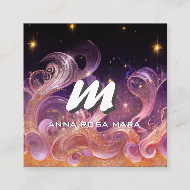 Cartão De Visita Quadrado *~* QR Sky Night Stars ETHEREAL WAVES AP93 (Frente)