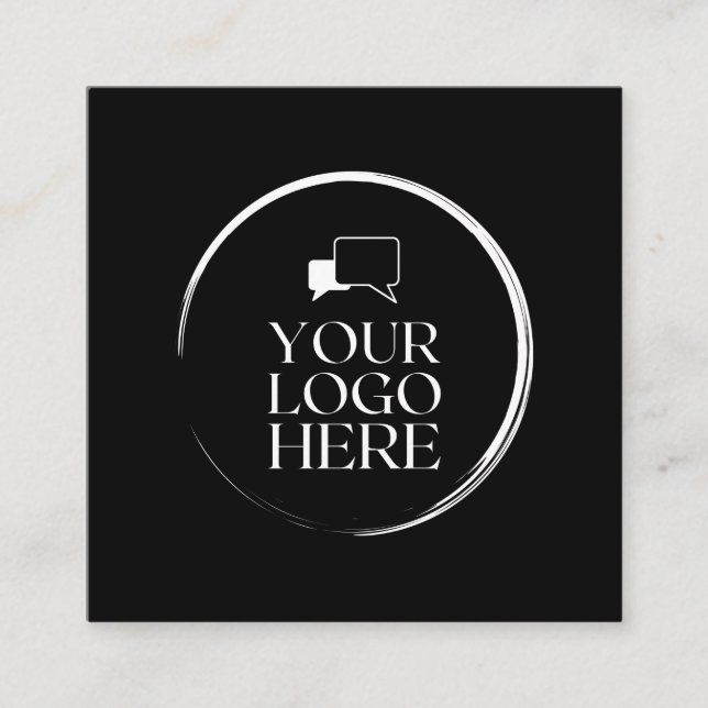 Cartão De Visita Quadrado Quadrado Adicione seu círculo personalizado preto  (Frente)