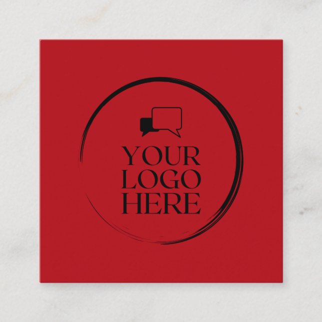 Cartão De Visita Quadrado Quadrado Adicione seu círculo personalizado vermel (Frente)