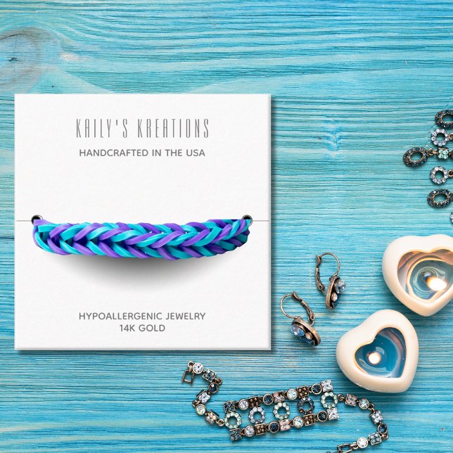 Cartão De Visita Quadrado Quadrado Branco de Exibição de Bracelete Moderna (Criador carregado)