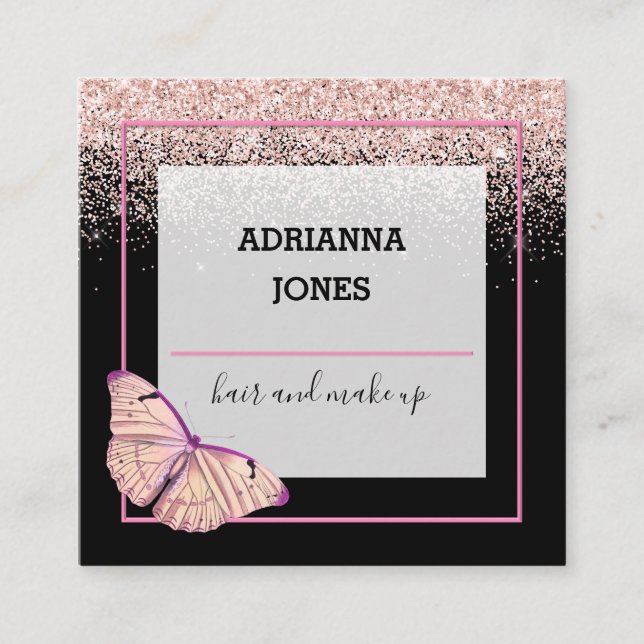 Cartão De Visita Quadrado Quadrado da Borboleta da Borboleta do Compro Bouti (Frente)