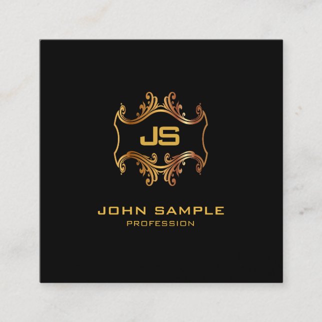 Cartão De Visita Quadrado Quadrado de seda luxuoso sofisticado profissional (Frente)