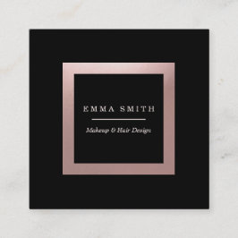 Cartão De Visita Quadrado Quadrado Dourado do profissional do quadro do rosa