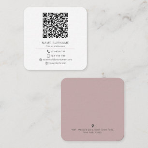 Cartão De Visita Quadrado Quadrado pessoal de código QR simples minimalista