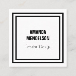 Cartão De Visita Quadrado Quadrado preto e branco
