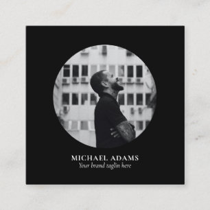 Cartão De Visita Quadrado Quadrado Preto e Branco Simples Moderno Mídia Soci