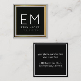 Cartão De Visita Quadrado quadrado preto luxo pro