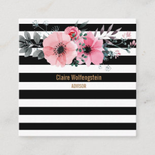 Cartão De Visita Quadrado Quadrado Profissional das Flores Modernas