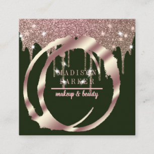 Cartão De Visita Quadrado Quadrado Rosa Dourado do Moderno Faux