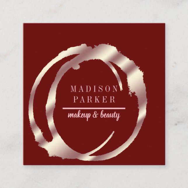 Cartão De Visita Quadrado Quadrado Rosa Dourado do Moderno Faux (Frente)