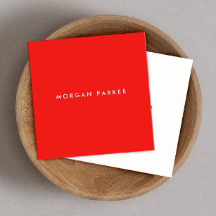 Cartão De Visita Quadrado Quadrado Vermelho Brilhante Moderno Simples