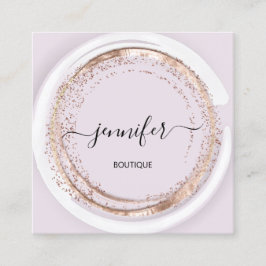 Cartão De Visita Quadrado Quadro Glitter Rosa de Frame SPA de Compro Profiss