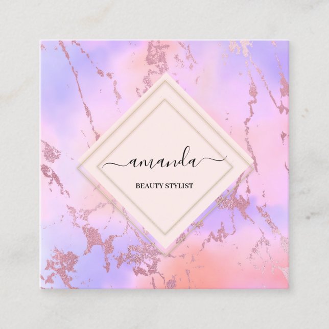 Cartão De Visita Quadrado Quadro Holográfico de Minimalismo Profissional (Frente)