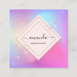 Cartão De Visita Quadrado Quadro Holográfico de Minimalismo Profissional - R