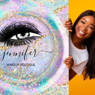 Cartão De Visita Quadrado Quadro Holográfico do Código QR do Lash do Compro