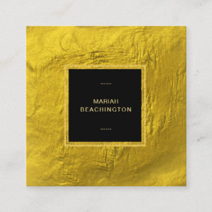 Cartão De Visita Quadrado *~* Quadro preto brilhante Dourado de folha de our