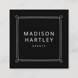 Cartão De Visita Quadrado Quadro Quadrado Decorativo Preto e Branco Moderno