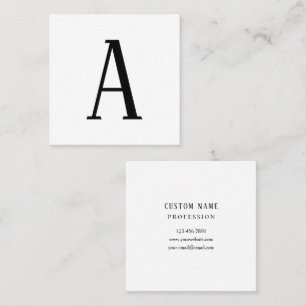 Cartão De Visita Quadrado Qualquer Letra Preto e Branco ou Cores DIY