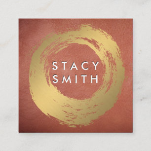 Cartão De Visita Quadrado Quic Faux Dourado Couro Vermelho Bruto