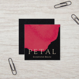 Cartão De Visita Quadrado Quic Red Floral Watercolor Rosa Petal Beauty