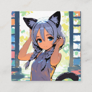 Cartão De Visita Quadrado Radiação de Olho Gato