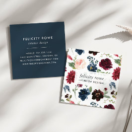 Cartão De Visita Quadrado Radiant Bloom | Padrão Botânico