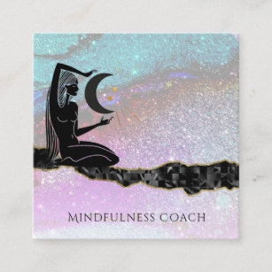 Cartão De Visita Quadrado *~* Rainbow Glitter . Meditação Unificada GODDESS