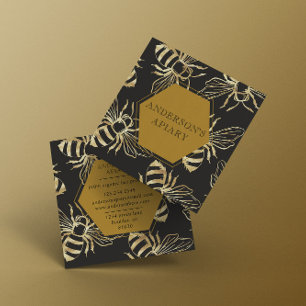 Cartão De Visita Quadrado rainha do ouro da vintage apiary