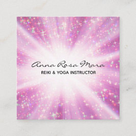 Cartão De Visita Quadrado *~* Raios de cura de energia Reiki - Leitura leve 