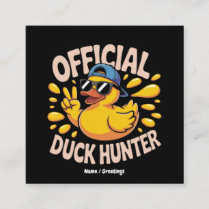 Cartão De Visita Quadrado Raios Engraçados De Pato De Borracha Caçando Cruze