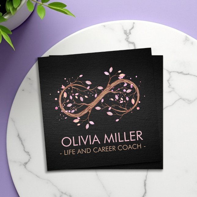 Cartão De Visita Quadrado Ramificação da Árvore Infinita - Pastéis (Criador carregado)