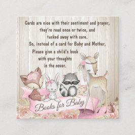 Cartão De Visita Quadrado Rapariga Woodland Animal Traga Um Gabinete De Livr