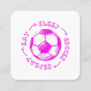 Cartão De Visita Quadrado Raparigas Bonitas Comem Soccer Do Sono Repito - Jo