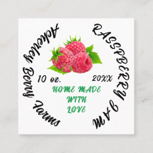 Cartão De Visita Quadrado Rasspberry Jam Preserva Clássica Personalizada Cla