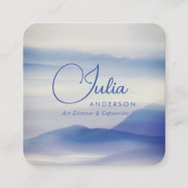 Cartão De Visita Quadrado Rastreamento de Abstrato de Cores Azuis de Vintage