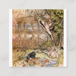 Cartão De Visita Quadrado Rat E Mole Têm Um Piquenique - Arthur Rackham