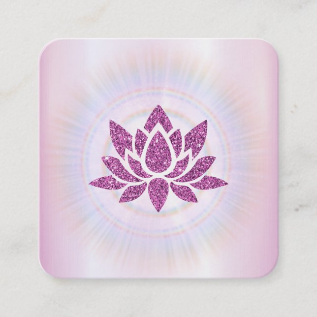 Cartão De Visita Quadrado *~* Rays Reiki Energy Healing Lotus MAGENTA (Frente)