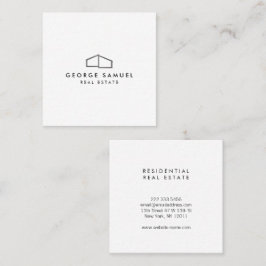 Cartão De Visita Quadrado Realador de logotipo doméstico preto e branco