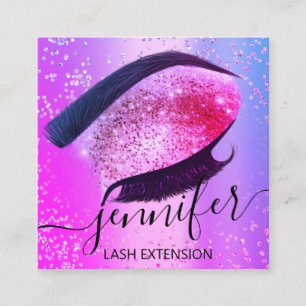 Cartão De Visita Quadrado Reativação da Extensão Eyelash Profissional Ros