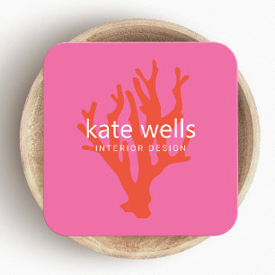 Cartão De Visita Quadrado Recife de coral vermelho costeiro náutico