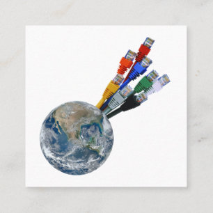 Cartão De Visita Quadrado Rede Ethernet conectada à Terra