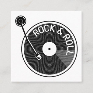 Cartão De Visita Quadrado Registro Turbo De Rock E Roll De Vinilo