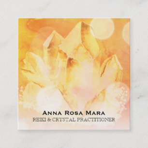 Cartão De Visita Quadrado *~* Reiki Healer Yoga Citrine Crystal Massage