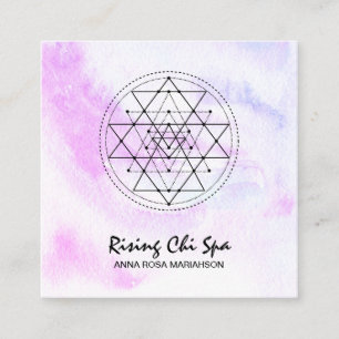 Cartão De Visita Quadrado *~* Reiki Massage Pastel Yoga Sacred Geometry
