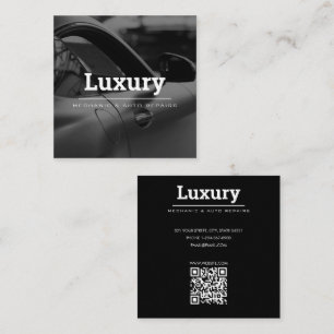 Cartão De Visita Quadrado Reparos de Fotos de Carros Elegantes Código QR de 